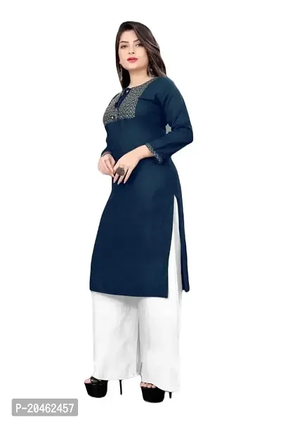 SHREE RAMDEV SILK MILLS Women's Relaxed Rayon Regular Woven Round Neck Kurta-thumb4