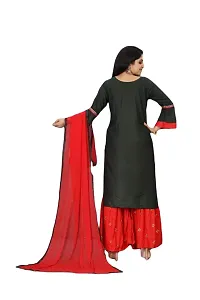 SHREE RAMDEV SILK MILLS Women's Relaxed Rayon Regular Woven Round Neck Kurta (Zarana-Red_M) Size :- Medium-thumb3