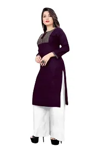 SHREE RAMDEV SILK MILLS Women's Relaxed Rayon Regular Woven Round Neck Kurta-thumb2