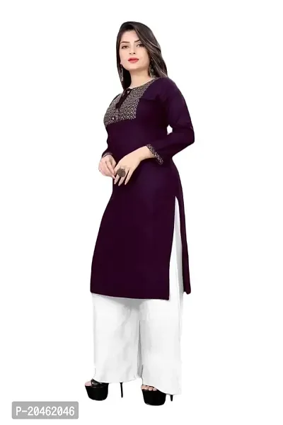 SHREE RAMDEV SILK MILLS Women's Relaxed Rayon Regular Woven Round Neck Kurta-thumb3