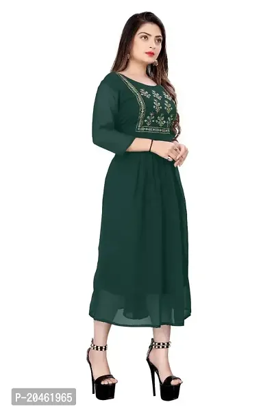 SHREE RAMDEV SILK MILLS Women's Relaxed Georgette Regular Woven Round Neck Kurta-thumb2