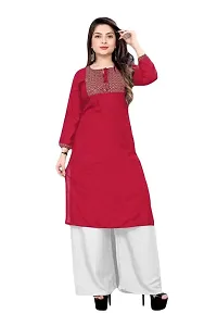 SHREE RAMDEV SILK MILLS Women's Relaxed Rayon Regular Woven Round Neck Kurta-thumb3