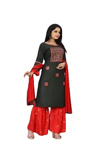 SHREE RAMDEV SILK MILLS Women's Relaxed Rayon Regular Woven Round Neck Kurta (Zarana-Red_M) Size :- Medium-thumb2