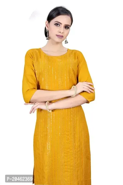 SHREE RAMDEV SILK MILLS Women's Relaxed Rayon Regular Woven Round Neck Kurta (Satari) Size :- Small-thumb2