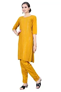 SHREE RAMDEV SILK MILLS Women's Relaxed Rayon Regular Woven Round Neck Kurta (Satari) Size :- Small-thumb2