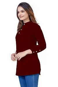 SHREE RAMDEV SILK MILLS Women's Regular Rayon Relaxed Fit Cuff Sleeve Round Neck-thumb2