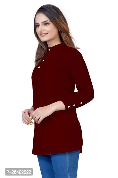 SHREE RAMDEV SILK MILLS Women's Regular Rayon Relaxed Fit Cuff Sleeve Round Neck-thumb3