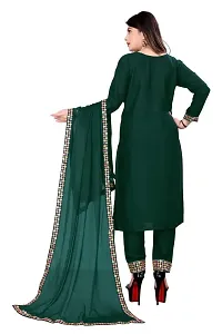 SHREE RAMDEV SILK MILLS Women's Relaxed Rayon Regular Woven Round Neck Kurta (Juli-Green_L) Size :- Large-thumb2