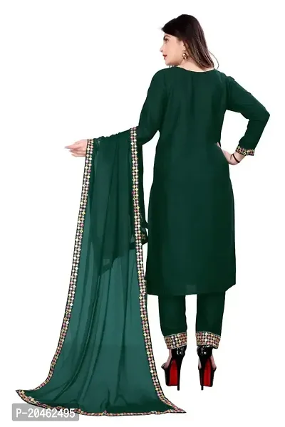 SHREE RAMDEV SILK MILLS Women's Relaxed Rayon Regular Woven Round Neck Kurta (Juli-Green_L) Size :- Large-thumb3