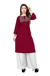 SHREE RAMDEV SILK MILLS Women's Relaxed Rayon Regular Woven Round Neck Kurta-thumb1