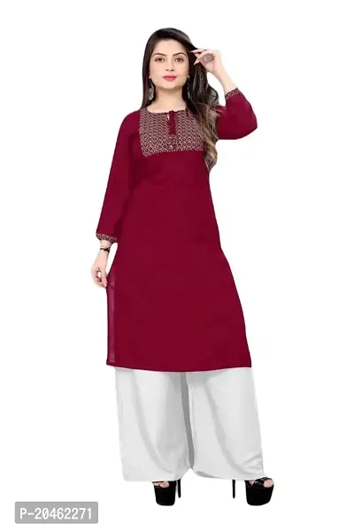 SHREE RAMDEV SILK MILLS Women's Relaxed Rayon Regular Woven Round Neck Kurta-thumb2