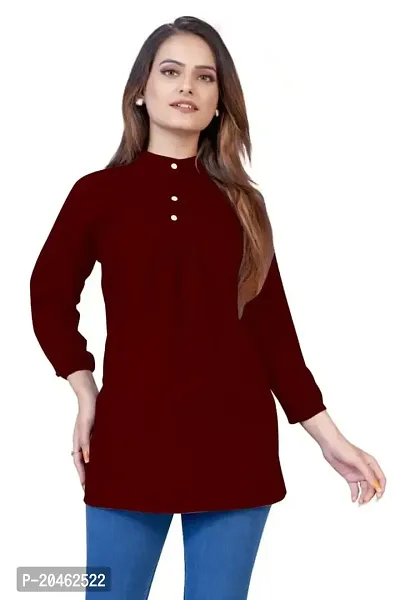 SHREE RAMDEV SILK MILLS Women's Regular Rayon Relaxed Fit Cuff Sleeve Round Neck