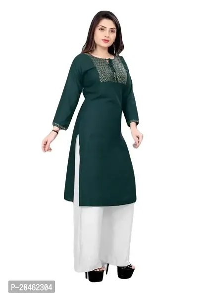 SHREE RAMDEV SILK MILLS Women's Relaxed Rayon Regular Woven Round Neck Kurta