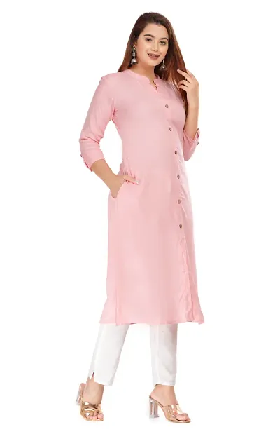 Trendy Solid Rayon Casual Kurta with Pockets