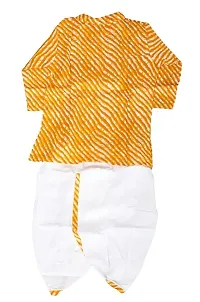 Stylish Festive Leheriya Print Kurta Dhoti Set for Boys/Dhoti Kurta Set For Kids (Yellow)-thumb1