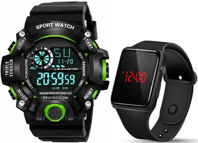 Hala - (LED SSA-Square) Watch With Square LED Shockproof Multi-Functional Automatic Color Strap Waterproof Digital Sports Watch for Men's Kids Watch for Boys Watch for Men PACK OF 2