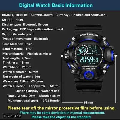 Hala - (LED Blue SSA-Square) Watch With Square LED Shockproof Multi-Functional Automatic Red Color Black Strap Waterproof Digital Sports Watch for Men's Kids Watch for Boys Watch for Men PACK OF 2-thumb2