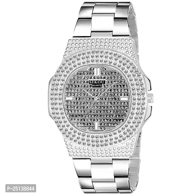 Hala HL-1045-Crystal Silver Attractive Designer Analog Dial Stainless Steel Strap-thumb0