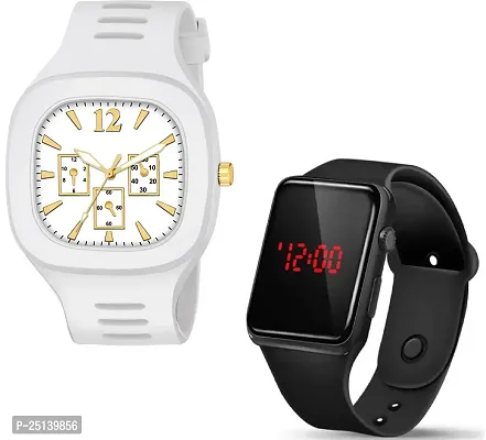 hala - (LED-MILLER-WHITE-SQUARE)  Analog Watch - For Boys  Girls A Digital Electronic LED And An Analog Watch