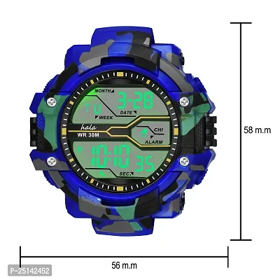 hala - (M2 Military Blue)  Latest Premium Fashion Digital Watch - For Boys  Girls M2 818 Military Sports Blue Digital Warch-thumb2