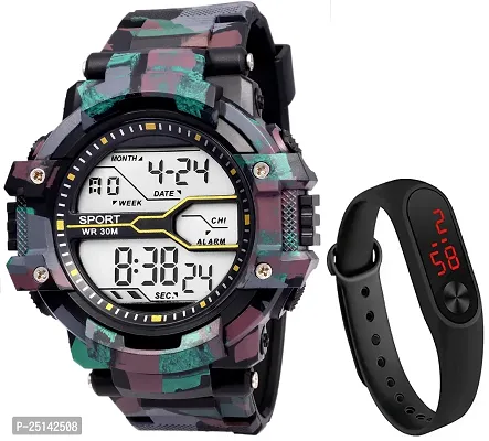 hala - (M2 Military Black)  Latest Premium Fashion Digital Watch - For Boys  Girls M2 818 Military Sports Black Digital Warch-thumb0