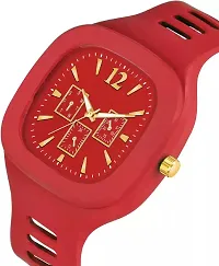 hala - ((Black + Red) Miller) Combo of 2  Watch Special Summer Collection Square Dial with Silicone Strap Analog Watch - For Men-thumb4