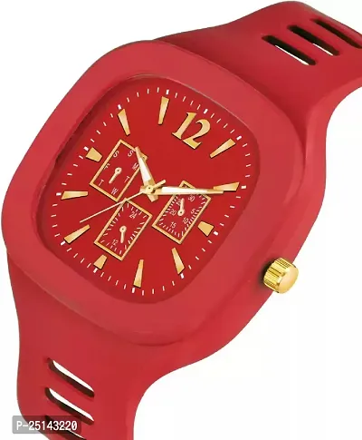 hala - ((Black + Red) Miller) Combo of 2  Watch Special Summer Collection Square Dial with Silicone Strap Analog Watch - For Men-thumb5