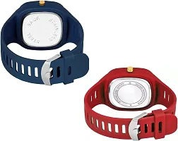 hala - (Blue + Red) Miller - Combo of 2  Watch Special Summer Collection Square Dial with Silicone Strap Analog Watch - For Men-thumb2