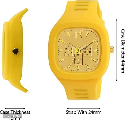 hala - (Yellow + Red) Miller - Combo of 2  Watch Special Summer Collection Square Dial with Silicone Strap Analog Watch - For Men-thumb5