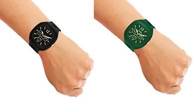 hala - (Black + Green) Miler - Combo of 2  Watch Special Summer Collection Square Dial with Silicone Strap Analog Watch - For Men-thumb3