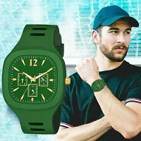 hala - (Grey + Green) Miller - Combo of 2  Watch Special Summer Collection Square Dial with Silicone Strap Analog Watch - For Men-thumb3