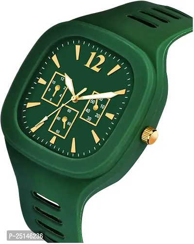 hala - (Yellow + Green) Miller - Combo of 2  Watch Special Summer Collection Square Dial with Silicone Strap Analog Watch - For Men-thumb5