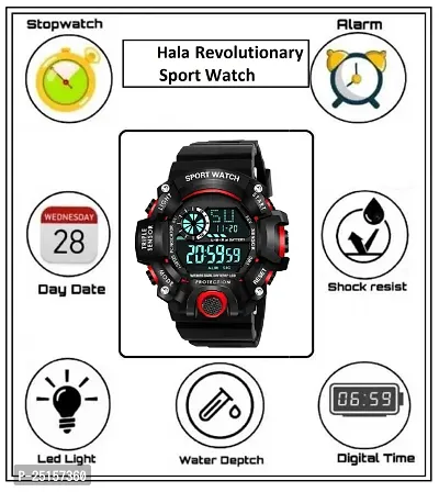 hala - (HALA-SSA-RED)  Digital Watch - For Men NEW GENERATION RED DIAL BLACK STRAP WATCHES-thumb5