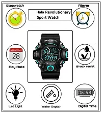 hala - (HALA TURQUOISE-SSA)  Digital Watch - For Men NEW GENERATION TURQUOISE DIAL BLACK STRAP WATCHES-thumb3
