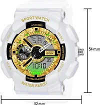 hala - (G-SHOCK-WHITE-STRAP-GOLD-DIAL)  Analog-Digital Military Full White Sports Fully Waterproof Digital Watch - For Men-thumb3