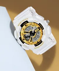 hala - (G-SHOCK-WHITE-STRAP-GOLD-DIAL)  Analog-Digital Military Full White Sports Fully Waterproof Digital Watch - For Men-thumb2