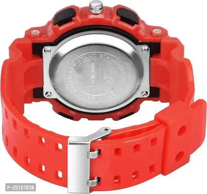 hala - (G-SHOCK-RED-STRAP-GOLD-DIAL)  Analog-Digital Military Full Red Sports Fully Waterproof Digital Watch - For Men-thumb4