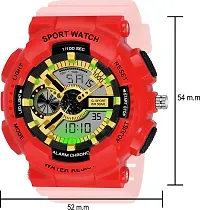 hala - (G-SHOCK-RED-STRAP-GOLD-DIAL)  Analog-Digital Military Full Red Sports Fully Waterproof Digital Watch - For Men-thumb2