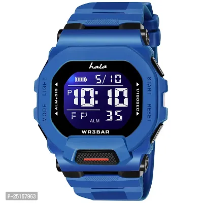 hala - (1035-Blue)  Multi Function Working Premium Quality LED Luminous Light Shockproof Hybrid Square Dial Sports Watch For Mens  Boys-thumb0