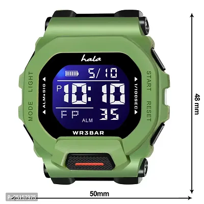 hala - (1035-Green)  Multi Function Working Premium Quality LED Luminous Light Shockproof Hybrid Square Dial Sports Watch For Mens  Boys-thumb4
