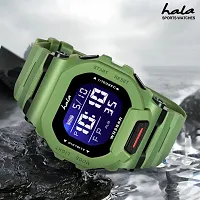 hala - (1035-Green)  Multi Function Working Premium Quality LED Luminous Light Shockproof Hybrid Square Dial Sports Watch For Mens  Boys-thumb1