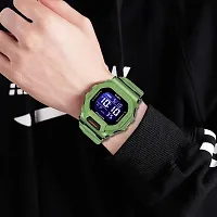 hala - (1035-Green)  Multi Function Working Premium Quality LED Luminous Light Shockproof Hybrid Square Dial Sports Watch For Mens  Boys-thumb2