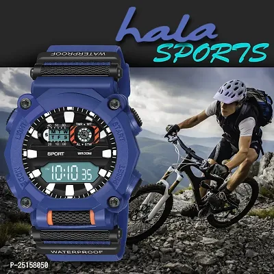 hala - (1040-Blue) Stylish Sports Amazing Look Cool Style - HL-1040-Blue Atteractive Sports Designer Multi Function Digital Watch - For Men  Boys-thumb5