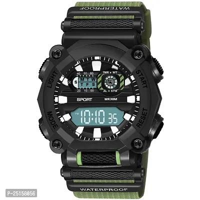 hala - (1040-Green) Stylish Sports Amazing Look Cool Style - HL-1040-Green Atteractive Sports Designer Multi Function Digital Watch - For Men  Boys