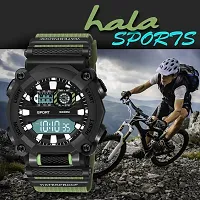 hala - (1040-Green) Stylish Sports Amazing Look Cool Style - HL-1040-Green Atteractive Sports Designer Multi Function Digital Watch - For Men  Boys-thumb1