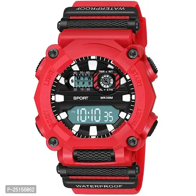 hala - (1040-Red) Stylish Sports Amazing Look Cool Style - HL-1040-Red Atteractive Sports Designer Multi Function Digital Watch - For Men  Boys