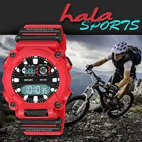 hala - (1040-Red) Stylish Sports Amazing Look Cool Style - HL-1040-Red Atteractive Sports Designer Multi Function Digital Watch - For Men  Boys-thumb2