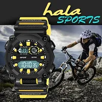 hala - (1040-Yellow) Stylish Sports Amazing Look Cool Style - HL-1040-Yellow Atteractive Sports Designer Multi Function Digital Watch - For Men  Boys-thumb1