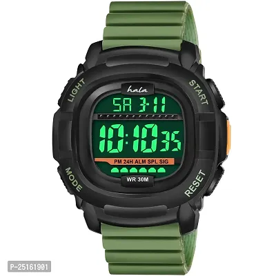 hala - (1050-Green)  Latest Sports Trending Fashionable Digital Watch - For Men HL-1050-Lightweight Sports-thumb0