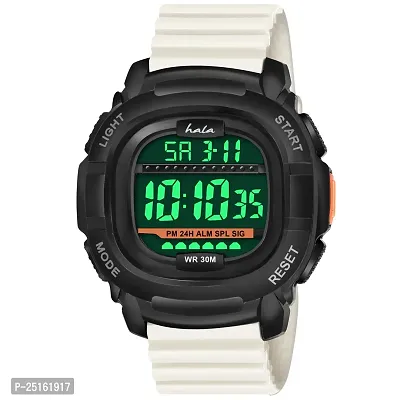 hala - (1050-White)  Latest Sports Trending Fashionable Digital Watch - For Men HL-1050-Lightweight Sports